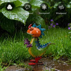 Metal Dinosaur Statue Outdoor Garden Decor - Wacky Dino Yard Art Gift, Funny Dinosaur Sculpture for Patio, Lawn, Backyard- Unique Dino Figurine for Birthday, Housewarming, Christmas