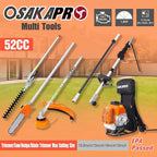 52cc 2-Cycle Backpack Gas Multi-Trimmer | 4-in-1 String Trimmer w/Rotatable Pole Saw, Weed Eater Weed Wacker, Brush Cutter & Hedge Trimmer Gas for Lawn, Yard, Garden Care, All-in-one Garden Tool