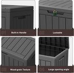 ROJIK Outdoor Storage Housing Deck Box - Waterproof Patio Furniture, Garden Tools, Cushions, Pool Accessories Storage Bench with Lockable Lid and Side Handles (Black, 45 Gal)