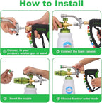 DUSICHIN Foam Cannon Pressure Washer Gun Kit 4000 PSI Double Tip Attachment, Dual-Connector Accessory Soap Cannon,Car Wash Foam Gun Snow Foam Lance 1/4 Inch Quick Connector,7 Sprayer Nozzles DUS2904