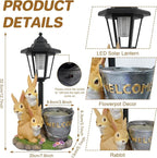 Outdoor Rabbit Garden Statues with Solar Lantern Flowerpot- Bunny Figurine Rabbit Decor for Home Lawn,Balcony Yard Art Garden Patio Decor,Unique Housewarming Birthday Gifts for Women Mom
