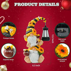 Solar Bee Garden Gnomes with LED Lantern – Waterproof Stacked Outdoor Decor for Yard, Patio – Unique Gnome Gift for Women, Mom, Grandma (Christmas Decor, Outdoor Statues)