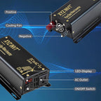 300W Pure Sine Wave Inverter DC 24V to AC 110V 120V Power Converter 600W Peak with LED Display for Most Small Power Appliances