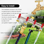 4 Way Garden Hose Splitter, Heavy Duty Brass Nickel Plated Rust Resistant Faucet Manifold, 3/4" Frost Resistant Outdoor Hose Adapter Connector，Hose Spigot Adapter with 4 large red handles