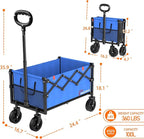 Wagons Carts Foldable, Lightweight Portable Utility Shopping Cart with Wheels, Folding Grocery Wagon Cart for Grocery, Camping, Shopping, Beach, Garden, Sports Blue