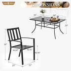 Sophia & William Patio Table and Chairs Set, Outdoor Dining Set for 6, 7 Piece Metal Patio Furniture, 60" Black Rectangular Table(Stripe)