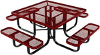COATEDOUTDOORFURNITURE Heavy-Duty Portable Outdoor Kids Table with Umbrella Hole, Expanded Metal Kids Picnic Table, Commercial-Grade, Made in America (46 in, Square, Childrens, Textured Burgundy)
