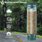 LCSEVEN Bird Feeder for Outdoors Squirrel Proof Bird Feeders for Outside Hanging, Metal Wild Bird Seed Feeders for Bluebird, Cardinal, Finch, Sparrow, Blue Jay, 4 Ports, Chew-Proof, Weather-Resistant