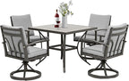 HAPPATIO 5-Piece Patio Outdoor Dining Set - All Aluminum Outdoor Patio Table and Chairs Set for 4 includes 1 Square Dining Table and 4 Swivel Dining Chairs, Patio Outdoor Dining Set for Lawn or Garden