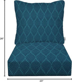 RSH DECOR: Deep Seating Cushion with Pillow Back | 23” x 26” Seat | All-Weather Spun Fabric | Water and Fade-Resistant | Outdoor Chair Cushion Set for Patio Furniture | Fenbrook Blue