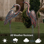 Kircust Metal Crane Statues - Set of 2 Bronze Heron Sculptures for Garden, Patio, or Yard Decor - 27.56" Tall Weatherproof Outdoor Art