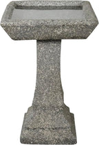 watnature Freestanding Birdbaths Outdoor - 15”Dia.X 22.8”Tall Concrete Standing Garden Bird Bath Feeder Bowl with Pedestal, Modern Outdoor Birdbath for Patio, Yard, Lawn Decor, Bird Bathing&Feeding