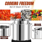 Stainless Steel 60QT Crawfish Boiler Kit, Waterproof Cover & 12-inch Skimmer, 110,000BTU Propane Burner Stove, 0-20PSIG Regulator, Seafood Boil Pot, Crab Boil Pot with 50QT Basket