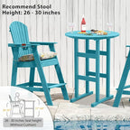 Sundale Outdoor Adirondack Round Bar Table, 39 Inch Height Patio Large Pub Table for 4, All Weather HDPE High Top Bistro Counter Tabl for Outside Deck Porch Balcony Poolside (Teal)