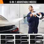 Portable Cordless Pressure Washer, 870 PSI/60 Bar Handheld High-Pressure Water Spray Wash Battery Powered Pressure Washer 48V with 6-in-1 Nozzle for Garden Car Floor Yard Fence Wall Cleaning