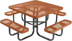 COATEDOUTDOORFURNITURE Heavy-Duty Portable Outdoor Picnic Table with Umbrella Hole, Expanded Metal Commercial-Grade Patio Dining Furniture Made in America (46" Square Top, Textured Copper)