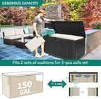 YITAHOME XL 150 Gallon Large Deck Box,Outdoor Storage for Patio Furniture Cushions,Garden Tools,Waterproof,Lockable (Black)