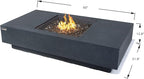 Elementi+ | Bundle Cannes Gas Fire Pit Cast Concrete 60" Rectangular Fire Table, Outdoor Fire Pit Electronic Ignition | Canvas Cover, Fire Glass and Burner Lid Included | Dark Gray | Propane Gas