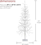 Alpine Corporation 65" H Indoor/Outdoor Pre-Lit Silver Foil Christmas Tree with Yard Stake and 360 LED Lights, Christmas Decoration