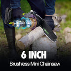 2-in-1 Cordless Pole Saw, 6 Inch Brushless Pole Chainsaws Mini Handheld Chainsaw with 2× 21V Batteries, 6.5lb Lightweight, Auto Oiling, 15 FT MAX Extension Pole Saws for Tree Trimming