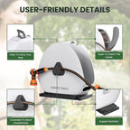 Giraffe Tools Heavy Duty Retractable Hose Reel, 5/8" x 92FT Automatic Rewind Garden Hose Reel with 360° Swivel Base, Ground Mounted for Lawn, Patio, Concrete Floor & Yard Watering
