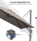 PURPLE LEAF 8' X 10' Swivel Outdoor Patio Aluminum Umbrella with Base Left-right Tilting Cantilever Offset Umbrella with UV Resistant Heavy Duty Fabric for Deck Pool Patio Backyard, Ash Mocha