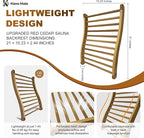 2025 Upgraded Premium Red Cedar Wood Sauna Backrest, Sauna Accessories with Non-Slip Pad, S-Shaped Ergonomic Design, Sauna Chair with Backrest, for Infrared Sauna and All Barrel Saunas, Handmade, 21"