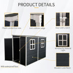 LANTRO JS Plastic Shed with Floor Included, Outdoor Plastic Shed, 4x8FT Storage Shed with Floor Included with Two Windows, Lockable Doors for Garden Tools