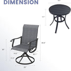 VICLLAX 3 Pieces Small Outdoor Furniture, 2 Patio Swivel Chairs and Small Round Outdoor Table for 2, Dark Charcoal Chairs & Black