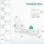Outdoor Chaise Lounge Chairs with Table, 6-Piece, 26.8” Super Wide Lounge Chair Outdoor, HDPS Pool Chairs with 5 Positions, Patio Lounge Chair with Wheels for Pool,Lawn,Backyard, White