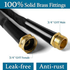 Garden Hose 50ft, Made of TPE(Not PVC), Ultra-Light & Flexible Water Hose with Solid Brass Fittings, Non-Shrinking, Easy to Storage, Drinking Water Safe Material, All-weather, Black, Newbox