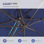 JZAC & QZYD 10 X 13 FT Cantilever Patio Umbrella with Base Included Outdoor Large Offset Double Top Heavy Duty Rectangle Umbrellas with 360° Rotation for Deck Backyard Garden, Navy