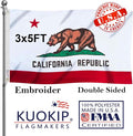 Double Sided Embroidery Californian State Flag 3x5 Outdoor Made In USA Heavy Duty 340D Great Nylon Californian CA Flags Banners with 2 Brass Grommets
