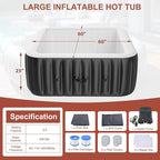 LILYPELLE 2-4 Person Inflatable Hot Tub, Large Square Portable Hot Tub with 120 Bubble Jets, Outdoor Spa Set Included Heater Pump, Filter and Spa Cover, 60" X 60" X 25"