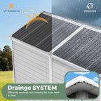8X6 FT Resin Outdoor Storage Shed with Floor,Water Drainge Roof Plastic Sheds with Windows and Lockable Doors,Thickened Panel All-Weather Resistant Tool Storage Shed for Garden Backyard Patio, Grey