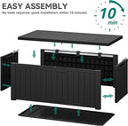 YITAHOME Outdoor Storage Box, 120 Gallon Waterproof Deck Box for Garden Tools, Patio Cushions, and Pool Accessories, Lockable, Easy Assembly, Versatile Bench or Table (Black)