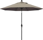 California Umbrella 9' Round Aluminum Pole Fiberglass Rib Market Umbrella, Crank Lift, Collar Tilt, Black Pole, Sunbrella Spectrum Mist