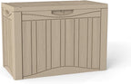 TARKARI 50 Gallon Lockable Resin Deck Box, Waterproof & UV-Resistant Outdoor Storage Box for Outdoor Cushion Storage, Garden Tools & Pool Accessories Storage, Gray