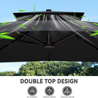 10x13 FT Cantilever Patio Umbrella with Base Included Double Top Outdoor Rectangular Large Heavy Duty Aluminum Offset Umbrellas with 7 Level Tilt 360-degree Rotation for Pool Garden Deck, Grey