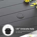 DIFY Patio Round Dining Table, 53" All Weather Round Outdoor Table with 1.57" Umbrella Hole for 8 Person, Perfect for Yard, Balcony and Lawn, Black Tabletop
