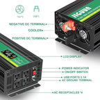 JIGUUN 1500 Watt Pure Sine Wave Power Inverter 12v DC to 110/120v AC Converter 3 AC & USB Output,Power Inverter LCD Display for Home RV Camping Car Truck 3000 Peak