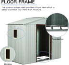 Favfurish 8 x 4 FT Outdoor Storage Shed with Side Window, Metal Garden Shed w/Sliding Doors & Lock, Floor Base and Air Vents, Utility Tool Storage House for Backyard Lawn, White