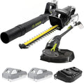 Sun Joe 24V IONMAX Cordless Leaf Blower, Grass and Hedge Trimmer Outdoor Garden Combo Power Tool Kit with Batteries and Charger, 24V-GT4MAX-LTE