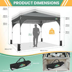 COBIZI 10x10 Pop up Canopy, Canopy Tent 10x10 with 3 Sidewalls, 1 Person Easy Set up, Tents for Parties, Outdoor Tent with Fluorescent Strip & 4 Sandbags, Waterproof, 3 Adjustable Height (Gray)