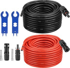 XRDS -RF Solar Extension Cable 8AWG, 100FT Red & Black Solar Panel Wire with Solar Connectors, PV Wire with Disconnect Wrenches & Extra Male/Female Connectors for RV, Camper, Inverter, Off-Grid System
