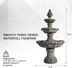 58.3" 3-Tier Outdoor Freestanding Water Fountain - Classic Leaf Design, Large Bird Bath with Pump - Ideal for Yard, Lawn and Garden Décor