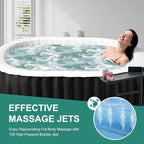 DoCred 1-2 Person Inflatable Hot Tub, 75" X 47" X 25" Oval Blow Up Portable Hot Tub with 100 Bubble Jets, Large Outdoor Spa Bathtub Set Included Heater Pump, Insulated Cover and Side Table