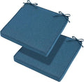 Magpie Fabrics Indoor Outdoor Waterproof Square Chair Cushion, 18" x 18" x 2.5", 2 Pack, Water Resistant Seat Cushions, for Patio Garden Office, Dark Blue