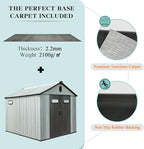 Domi 8x10FT Resin Outdoor Storage Shed with Lockable Door, Waterproof Outside Sheds with Windows & Vents, Heavy-Duty Plastic Tool Storage Shed for Patio Furniture, Lawn Mower, Bike