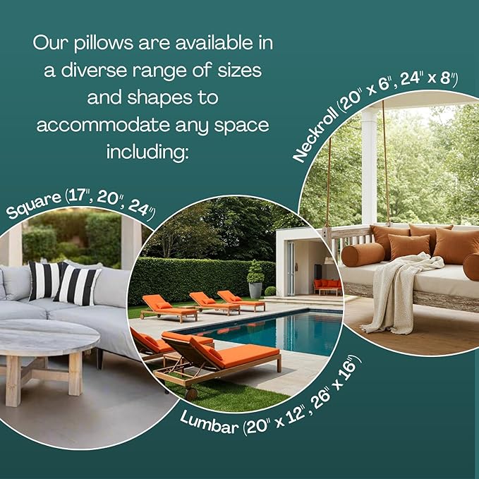 RSH DECOR: Square Throw Pillows Set of 4 | 17” x 17” | All-Weather Spun Fabric | Water and Fade-Resistant | Outdoor Accent Pillows for Patio Furniture | Navy Blue